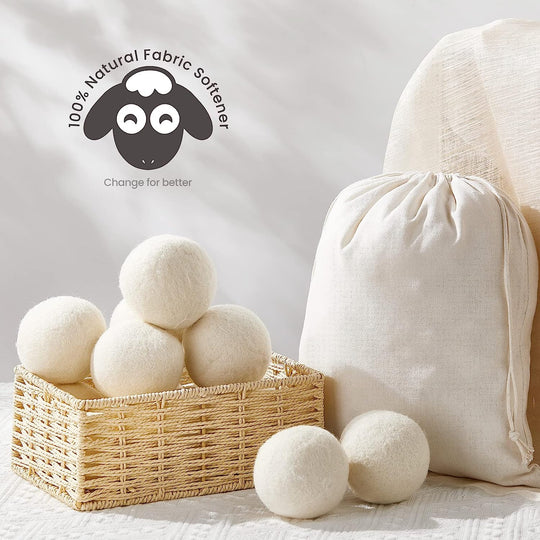 Wool Dryer Balls 6 Pack Laundry Dryer Balls New Zealand Wool Natural Organic Fabric Softener,Shorten Drying Time, Baby Safe,Reduce Wrinkles