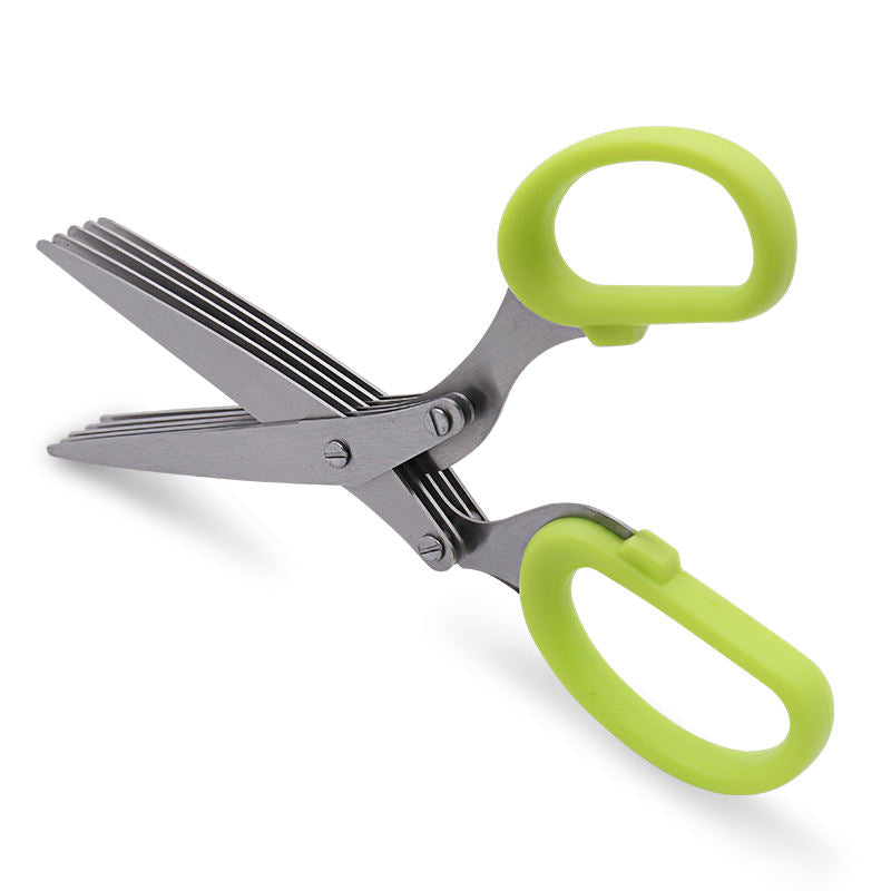 Herb Scissors With 5 Blades and Cover, Cool Kitchen Gadgets for Cutting Shredded Lettuce (10 pack)