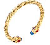 Bohemian style 18K gold braided steel wire open ended bracelet(10 Pack)