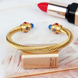 Bohemian style 18K gold braided steel wire open ended bracelet(Bulk 3 Sets)