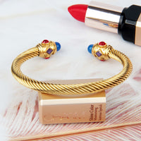 Bohemian style 18K gold braided steel wire open ended bracelet(10 Pack)