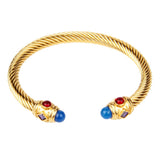 Bohemian style 18K gold braided steel wire open ended bracelet