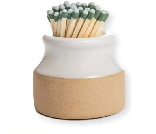 Ceramic match holder with striker match jar