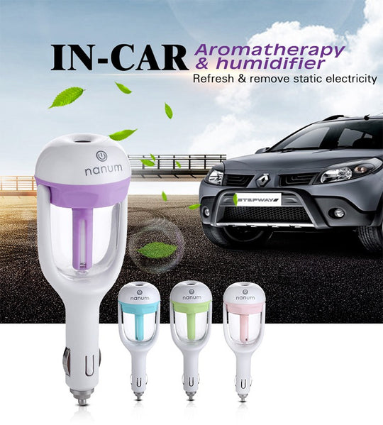 Mini Car Charger Port Air Humidifier Travel Portable Ultrasonic Aroma Mist Humidifiers Air Purifying Car Humidifier