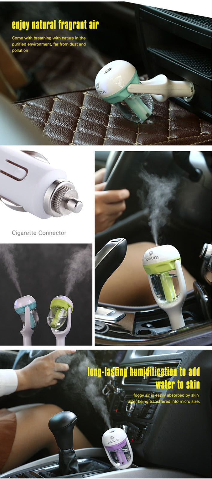 Mini Car Charger Port Air Humidifier Travel Portable Ultrasonic Aroma Mist Humidifiers Air Purifying Car Humidifier