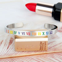 Rainbow Roman digital C shaped stainless steel bracelet(10 Pack)