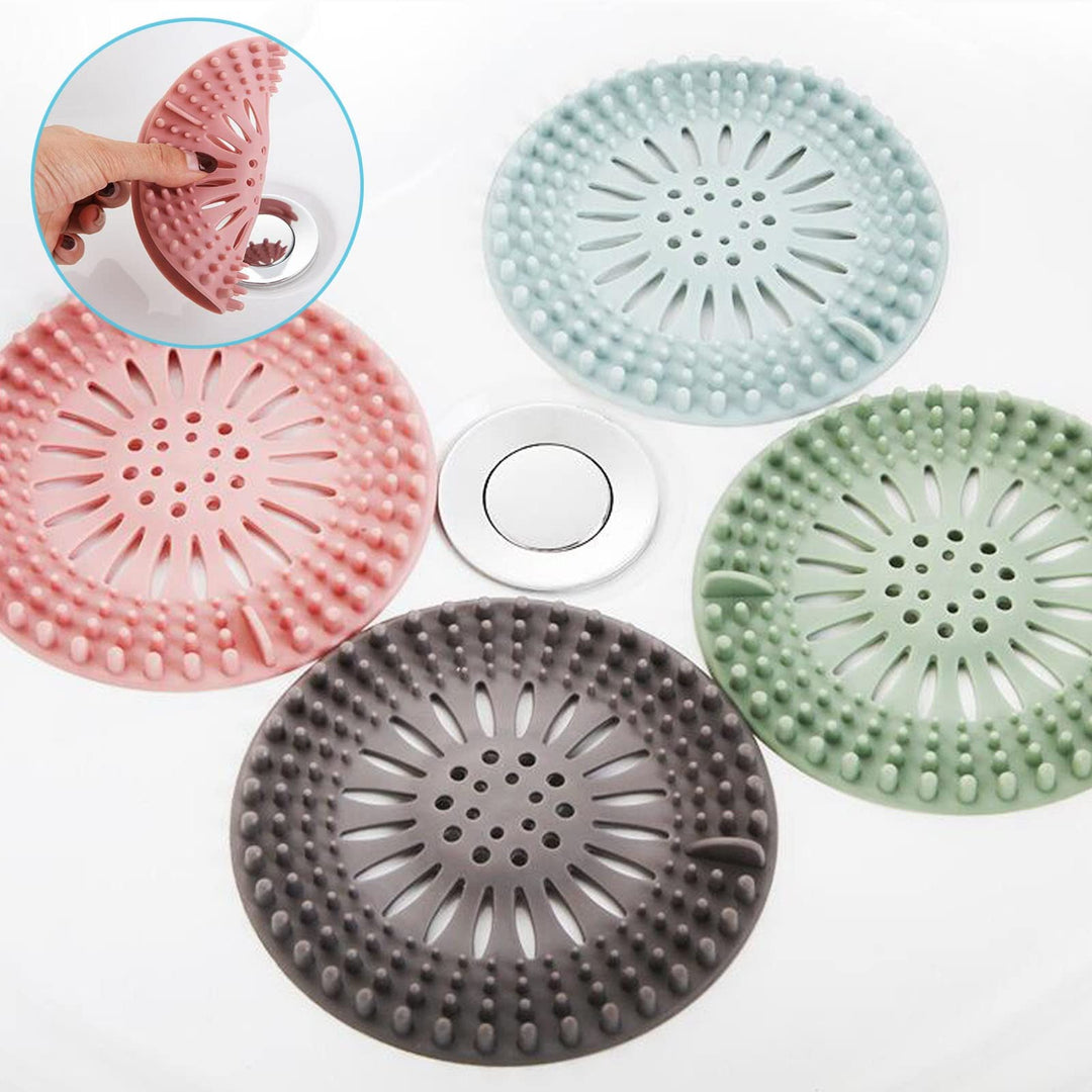 Bathroom Bathtub Hair Catcher Durable Silicone Hair Stopper Shower Drain Covers