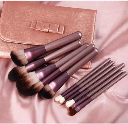 Premium Synthetic Hair 12 Piece Makeup Brush Set With Case(Bulk 3 Sets)