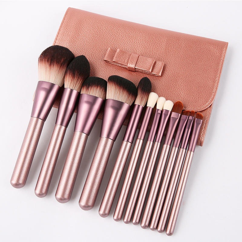 Premium Synthetic Hair 12 Piece Makeup Brush Set With Case(Bulk 3 Sets)