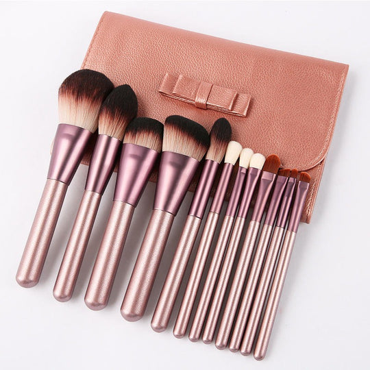 Premium Synthetic Hair 12 Piece Makeup Brush Set With Case(Bulk 3 Sets)