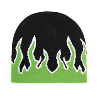 Street Dance Cap Skull Beanie Flames Knitted Hat