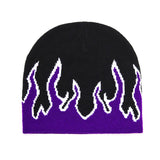 Street Dance Cap Skull Beanie Flames Knitted Hat(Bulk 3 Sets)