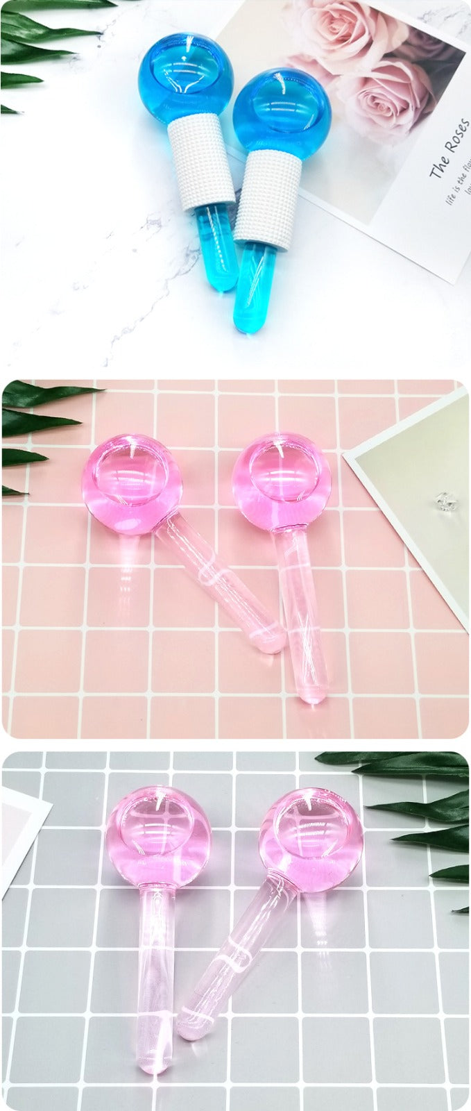 Cooling Ice Globes Facial Massager Tool face Neck lifting Body Cryo Sticks(2 Pcs)(Bulk 3 Sets)