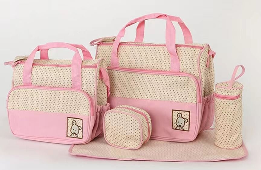 Multifunction Mommy bag Large Storage for Baby Diaper Bags Tote 5Pcs baby diaper Convertible