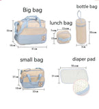 Multifunction Mommy bag Large Storage for Baby Diaper Bags Tote 5Pcs baby diaper Convertible