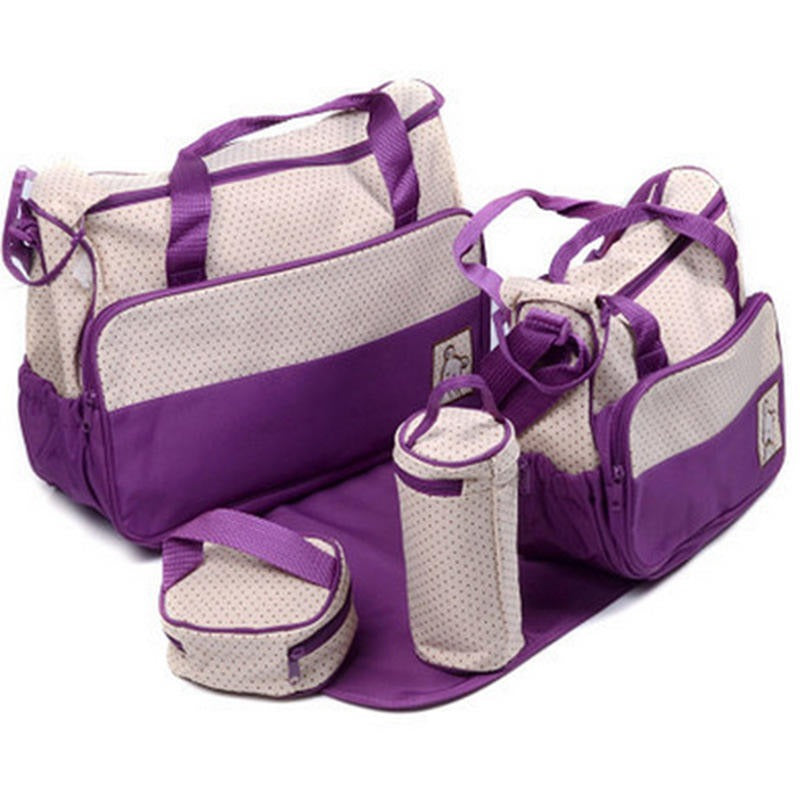 Multifunction Mommy bag Large Storage for Baby Diaper Bags Tote 5Pcs baby diaper Convertible