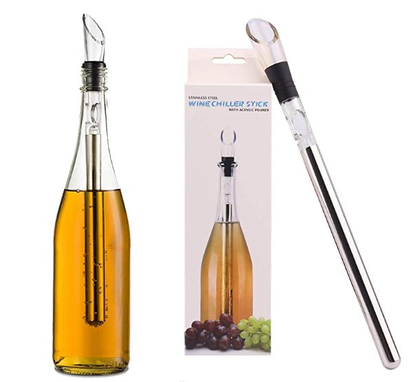 Premium Stainless Steel Bottle Cooler Stick Chill Rod Decanting Aerator & Drip-Free Pourer(Bulk 3 Sets)