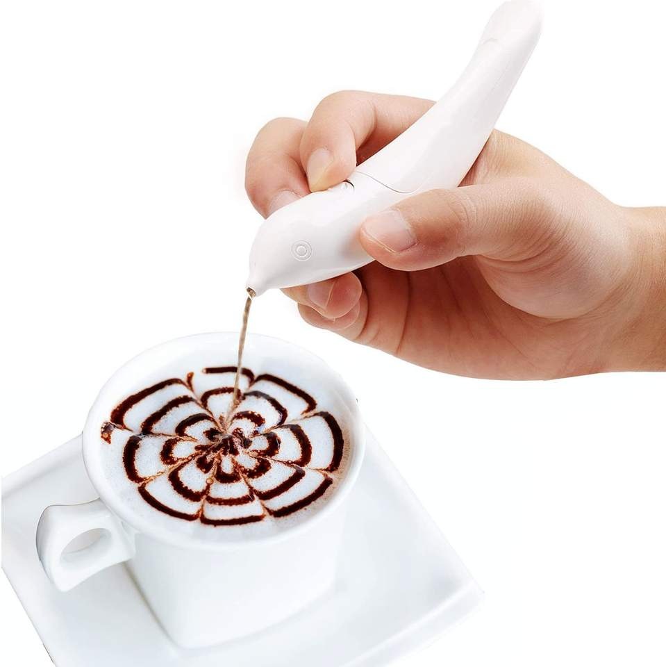 Latte Pen Electric Coffee Pen Spice Pen for Food Art DIY Creative Pattern Information with Cinnamon Cocoa Powder Broken Sugar