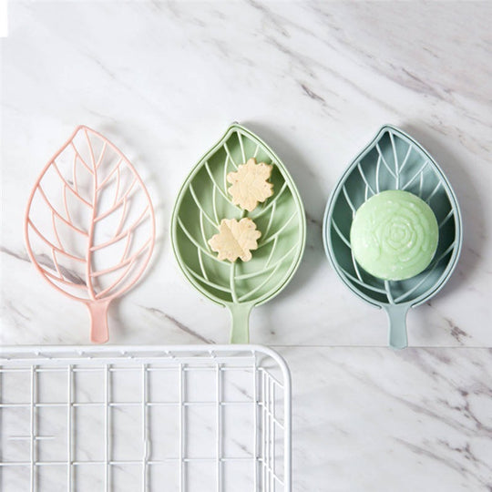 Classy Leaf shape holder Non slip soap dish(Bulk 3 Sets)