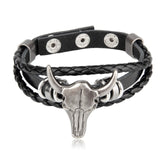 Perfect Classy and Trendy rock look bull head braided leather bracelet ad-ons on Shows(10 Pack)