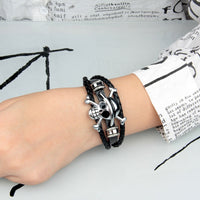 Perfect Classy and Trendy Skeleton  head braided leather bracelet ad-ons on Shows