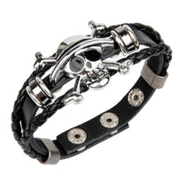 Perfect Classy and Trendy Skeleton  head braided leather bracelet ad-ons on Shows