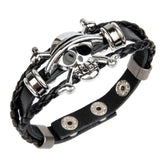 Perfect Classy and Trendy Skeleton  head braided leather bracelet ad-ons on Shows(10 Pack)