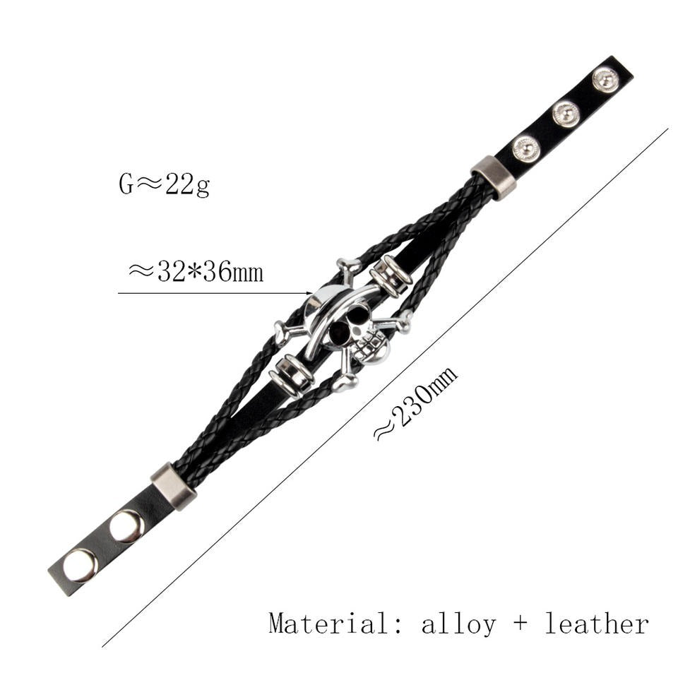 Perfect Classy and Trendy Skeleton  head braided leather bracelet ad-ons on Shows(Bulk 3 Sets)