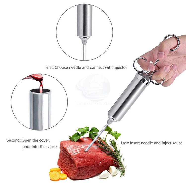 Meat Injector Kit Stainless Steel Food Syringe(Bulk 3 Sets)