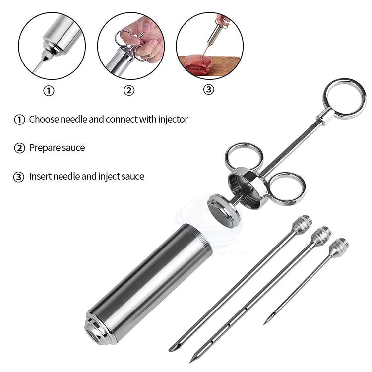 Meat Injector Kit Stainless Steel Food Syringe(Bulk 3 Sets)