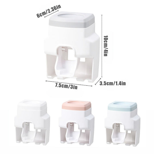 Toothbrush Holders Toothpaste Dispenser Squeezers Wall Mounted for Bathroom, 2 Tooth Brush Slots & 1 Automatic Tooth Paster Squeezer