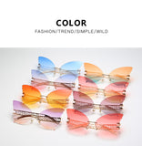 Posh Sun Glasses Big Butterfly shaped Mommy And Me Sunglasses Metal Rimless Shades Colorful party(Bulk 3 Sets)