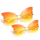 Posh Sun Glasses Big Butterfly shaped Mommy And Me Sunglasses Metal Rimless Shades Colorful party(10 Pack)