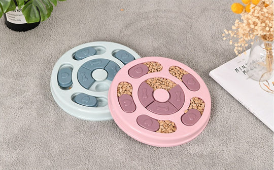 Puzzle pet toy dog food turntable eating anti choking tableware Feeder bowl