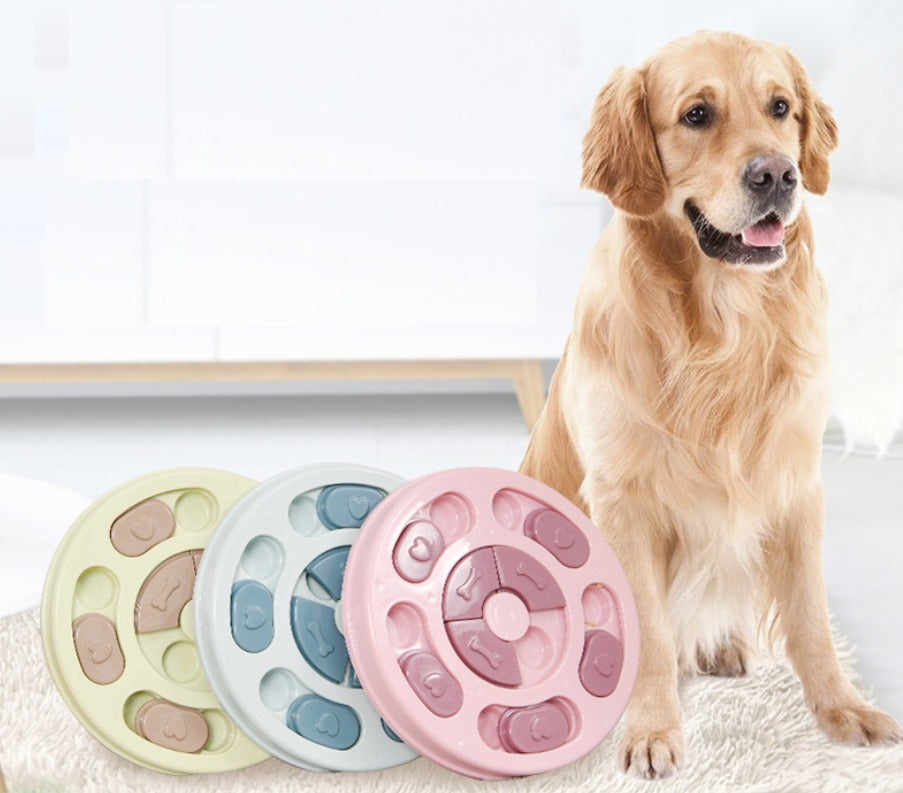 Puzzle pet toy dog food turntable eating anti choking tableware Feeder bowl(Bulk 3 Sets)