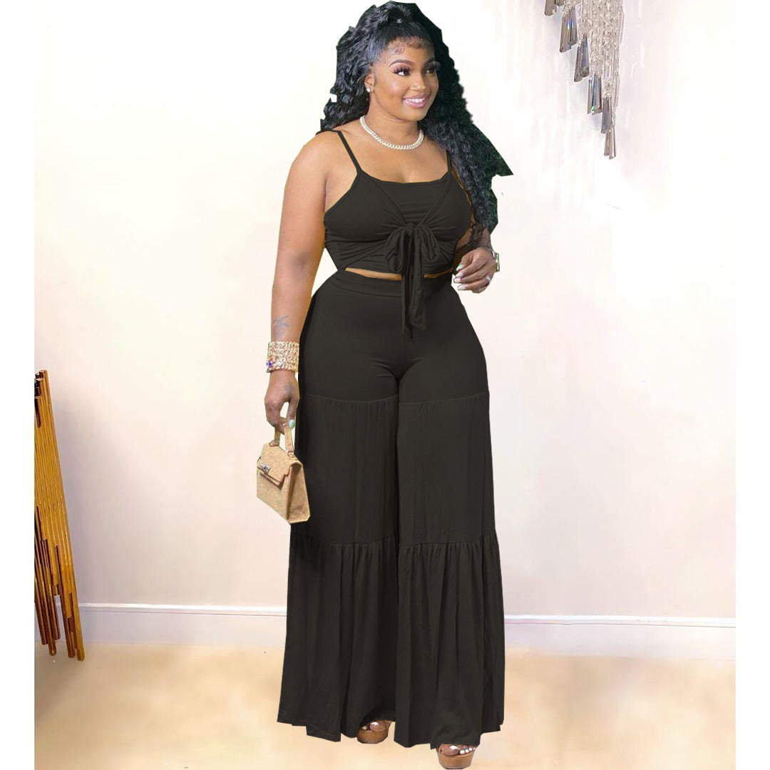 Trendy casual plus size women clothes clothing summer tank top and flare pants two 2 piece set fat lady outfit(10 Pack)