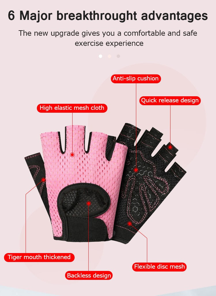 Breathable Workout Gloves Weight Lifting Fingerless Gym Exercise Gloves with Curved Open Back