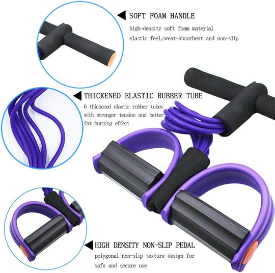 Resistance Tube for Exercise with Large Anti-Slip Pedals, 4-Tube Elastic Pull Rope, Fitness Tube for Workout, Stretching, Weight Loss(Bulk 3 Sets)