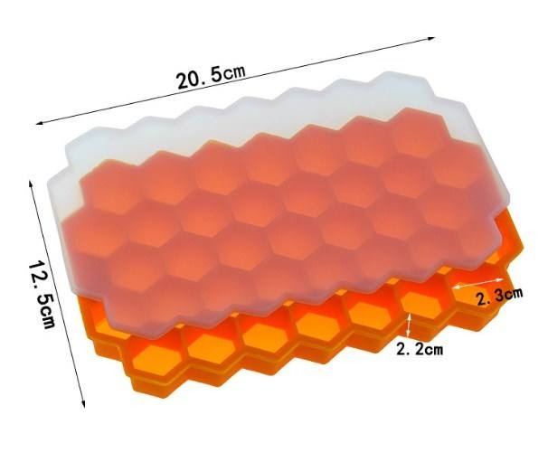 BPA Free Silicone Honey Comb Ice Cube Tray Leak Proof Whiskey Juice 37 Grid Ice Cube Trays with Lid