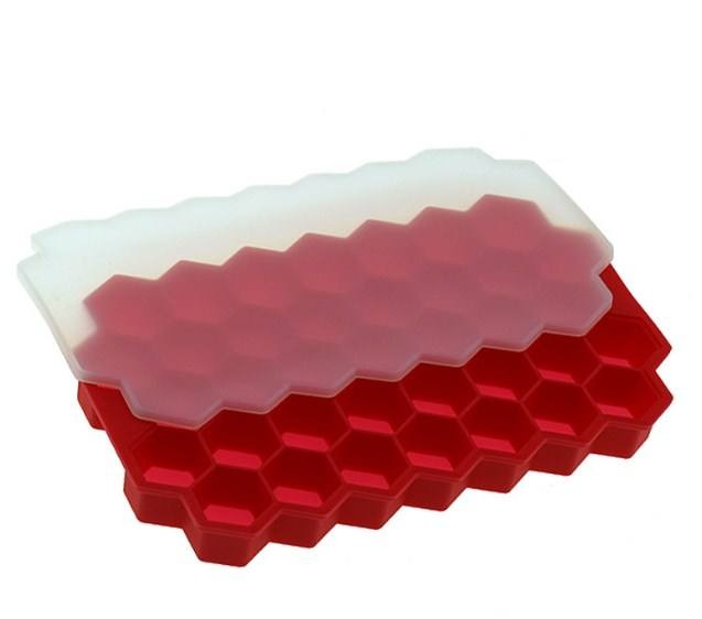 BPA Free Silicone Honey Comb Ice Cube Tray Leak Proof Whiskey Juice 37 Grid Ice Cube Trays with Lid