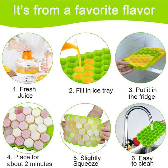 BPA Free Silicone Honey Comb Ice Cube Tray Leak Proof Whiskey Juice 37 Grid Ice Cube Trays with Lid