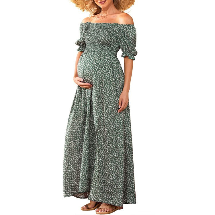 Off Shoulder Maternity Maxi Long Dress Baby Shower Photoshoot Side Split Party Dress(10 Pack)