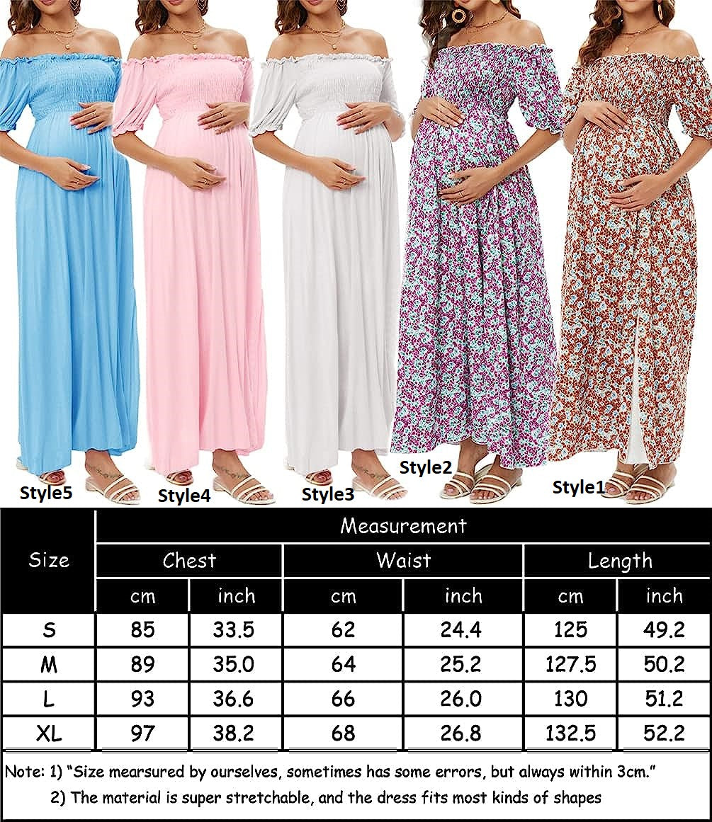 Off Shoulder Maternity Maxi Long Dress Baby Shower Photoshoot Side Split Party Dress(Bulk 3 Sets)