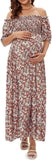 Off Shoulder Maternity Maxi Long Dress Baby Shower Photoshoot Side Split Party Dress(Bulk 3 Sets)