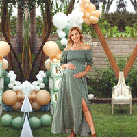 Off Shoulder Maternity Maxi Long Dress Baby Shower Photoshoot Side Split Party Dress