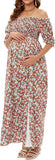Off Shoulder Maternity Maxi Long Dress Baby Shower Photoshoot Side Split Party Dress(Bulk 3 Sets)