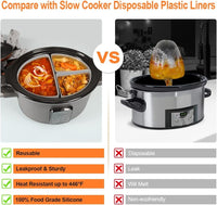 Reusable Thicker Silicone Slow Cooker Divider Liner Compatible 6 Quart Slow Cooker Set of 3, Slow Cooker Divider