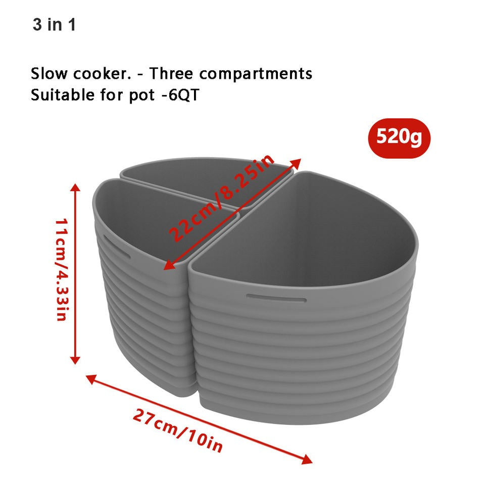 Reusable Thicker Silicone Slow Cooker Divider Liner Compatible 6 Quart Slow Cooker Set of 3, Slow Cooker Divider(Bulk 3 Sets)