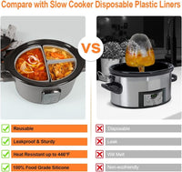 Reusable Thicker Silicone Slow Cooker Divider Liner Compatible 6 Quart Slow Cooker Set of 3, Slow Cooker Divider(Bulk 3 Sets)