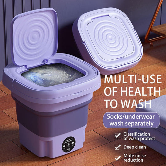 Folding Portable Washing Machine for Clothes Cleaning Washer for Socks Underwear Mini Washing Machine with Drain Basket(Bulk 3 Sets)